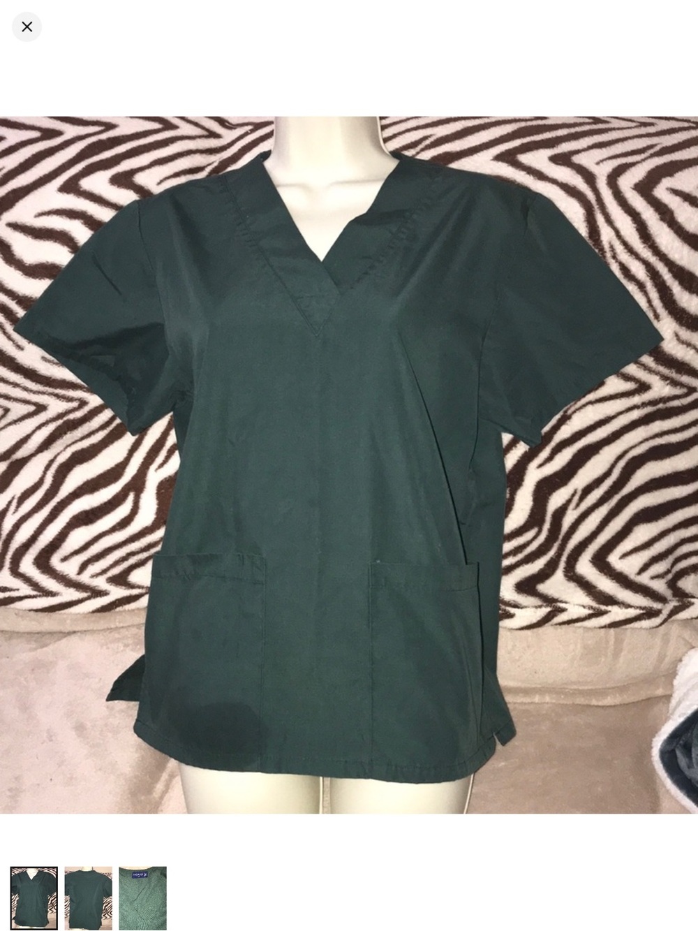 Dagacci XS Women’s Forest Green Scrub Top discolored